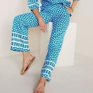 Soft surroundings blue geometric palazzo pants NWT